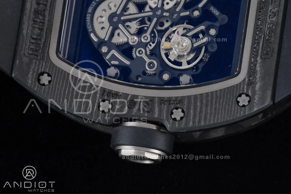 RM055 NTPT Ti APSF 1:1 Best Edition Black Inner Bezel Black Crown on Black Rubber Strap RMUL2 Super Clone