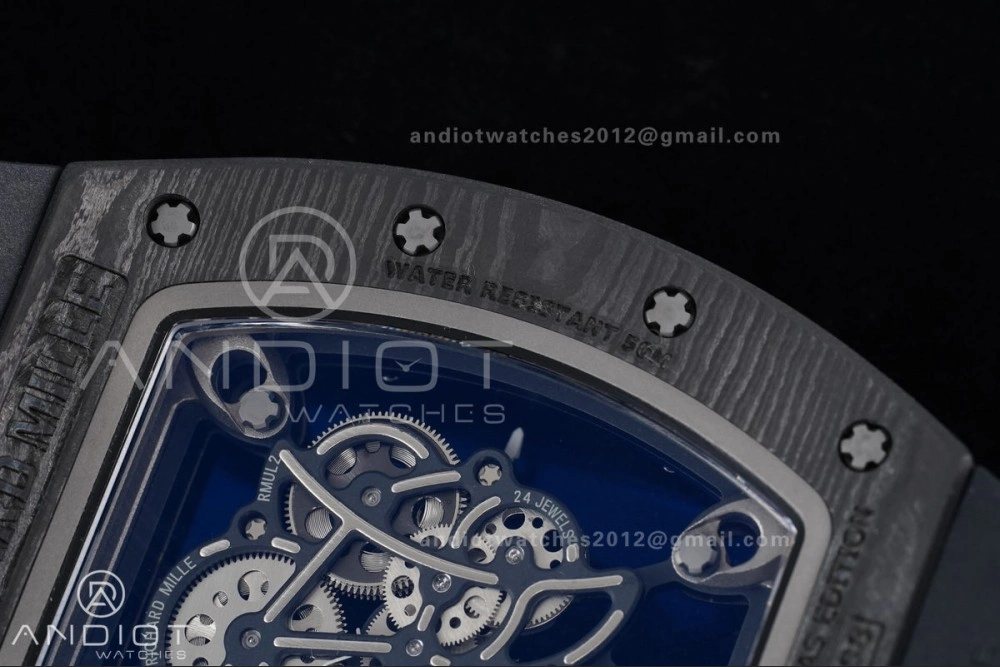 RM055 NTPT Ti APSF 1:1 Best Edition Black Inner Bezel Black Crown on Black Rubber Strap RMUL2 Super Clone