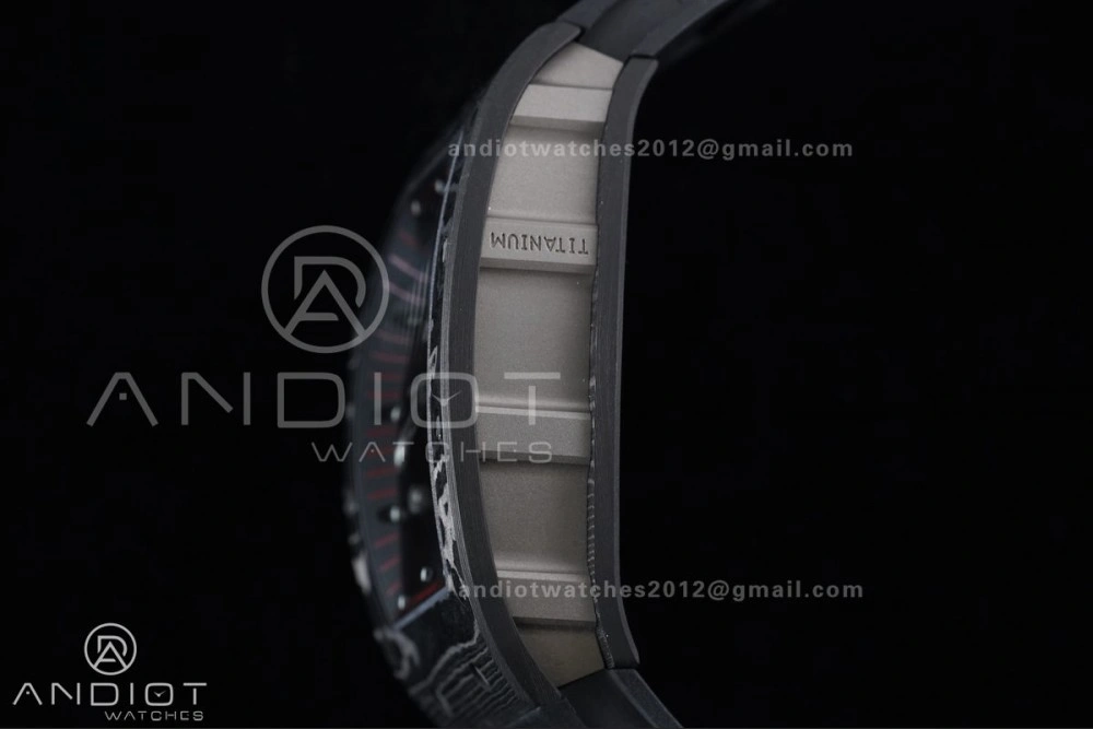 RM055 NTPT Ti APSF 1:1 Best Edition Black Inner Bezel Black Crown on Black Rubber Strap RMUL2 Super Clone
