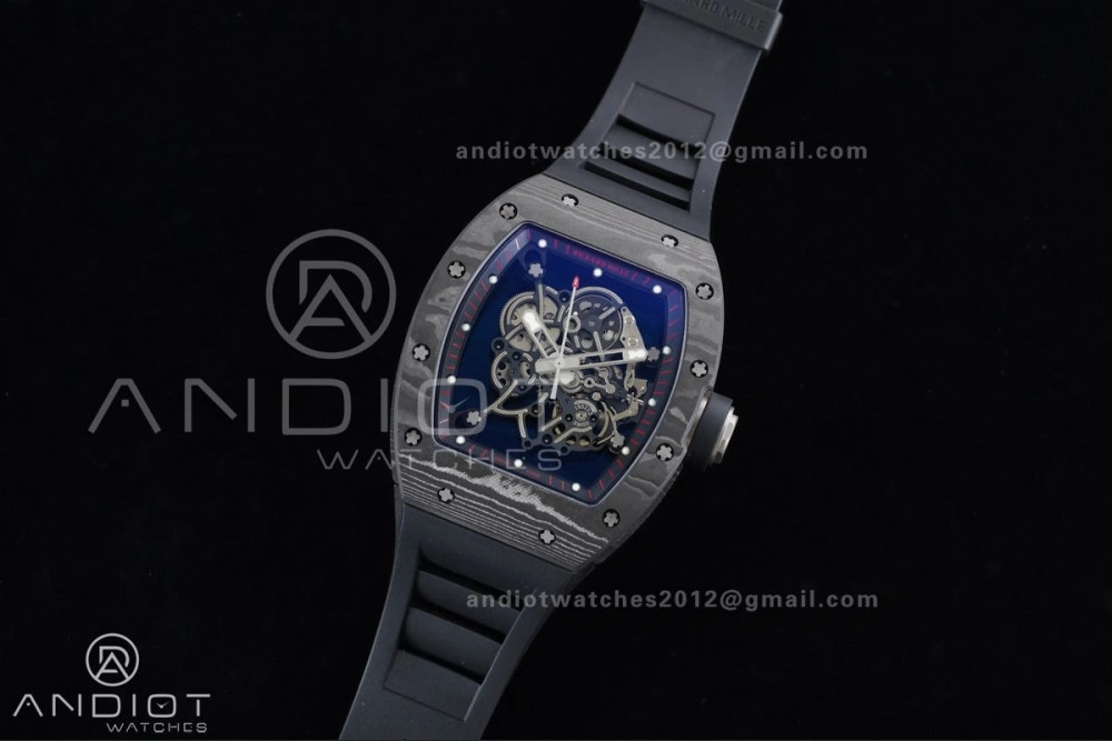 RM055 NTPT Ti APSF 1:1 Best Edition Black Inner Bezel Black Crown on Black Rubber Strap RMUL2 Super Clone