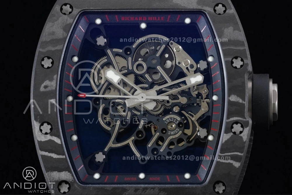 RM055 NTPT Ti APSF 1:1 Best Edition Black Inner Bezel Black Crown on Black Rubber Strap RMUL2 Super Clone