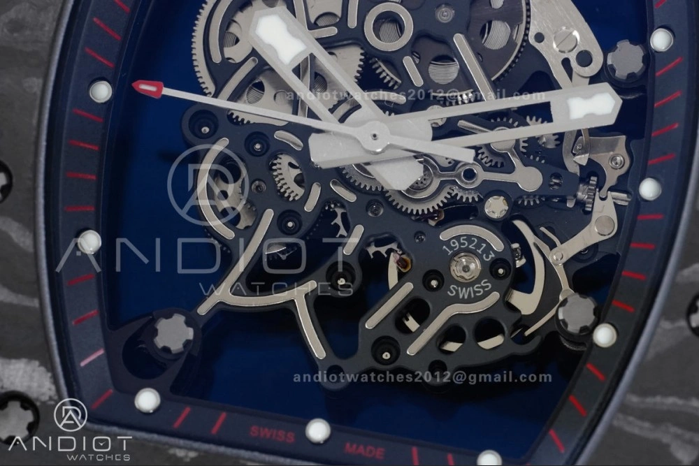 RM055 NTPT Ti APSF 1:1 Best Edition Black Inner Bezel Black Crown on Black Rubber Strap RMUL2 Super Clone