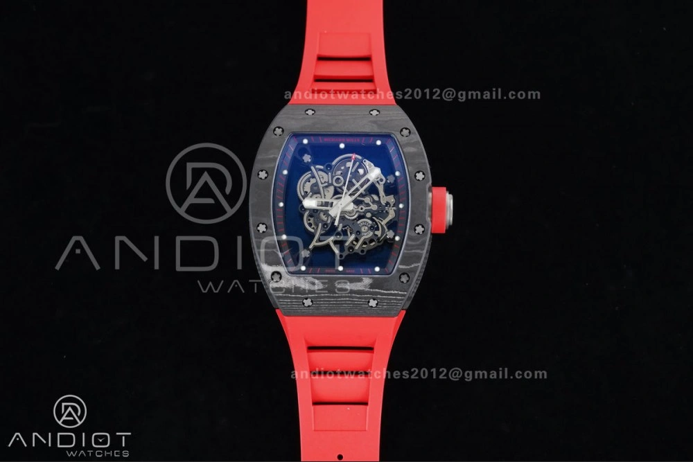 RM055 NTPT Ti APSF 1:1 Best Edition Black Inner Bezel Red Crown On Red Rubber Strap RMUL2 Super Clone