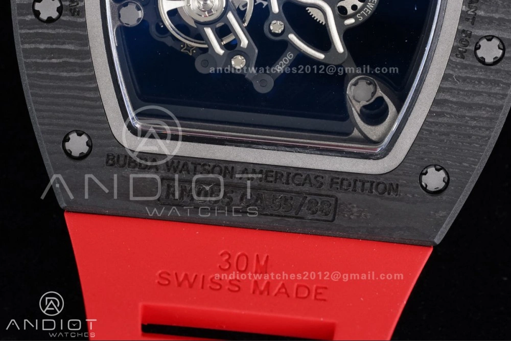 RM055 NTPT Ti APSF 1:1 Best Edition Black Inner Bezel Red Crown On Red Rubber Strap RMUL2 Super Clone