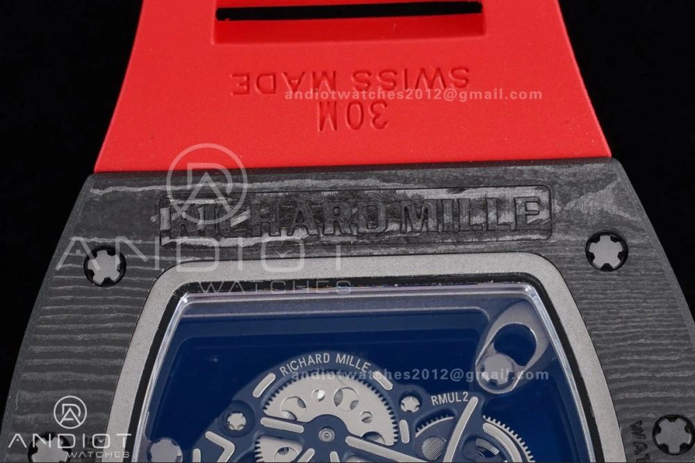 RM055 NTPT Ti APSF 1:1 Best Edition Black Inner Bezel Red Crown On Red Rubber Strap RMUL2 Super Clone