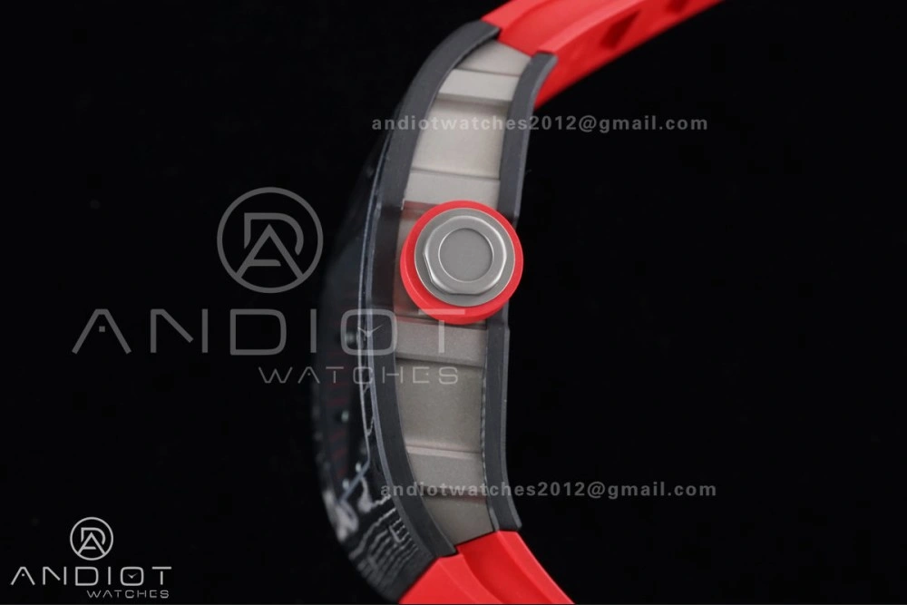 RM055 NTPT Ti APSF 1:1 Best Edition Black Inner Bezel Red Crown On Red Rubber Strap RMUL2 Super Clone