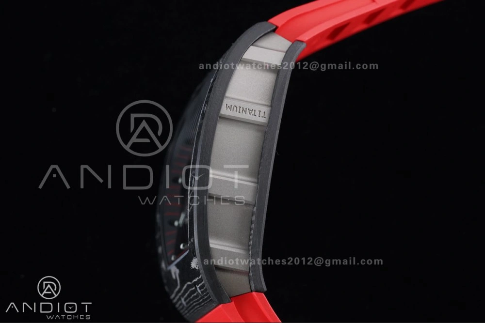RM055 NTPT Ti APSF 1:1 Best Edition Black Inner Bezel Red Crown On Red Rubber Strap RMUL2 Super Clone