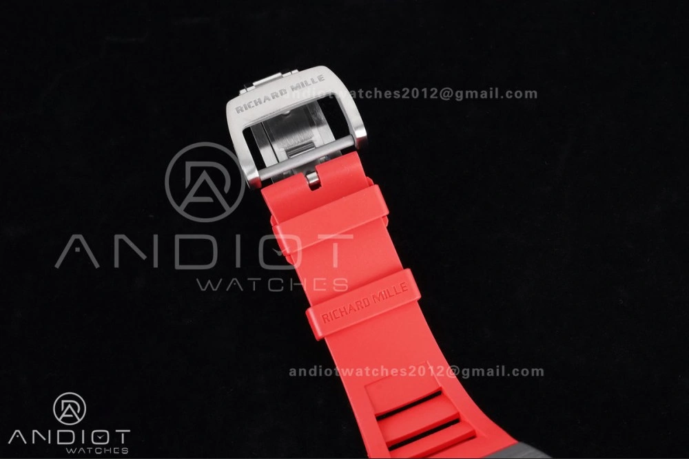 RM055 NTPT Ti APSF 1:1 Best Edition Black Inner Bezel Red Crown On Red Rubber Strap RMUL2 Super Clone
