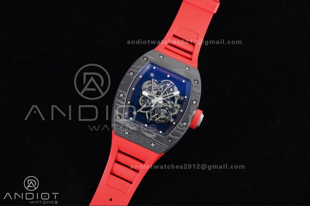 RM055 NTPT Ti APSF 1:1 Best Edition Black Inner Bezel Red Crown On Red Rubber Strap RMUL2 Super Clone