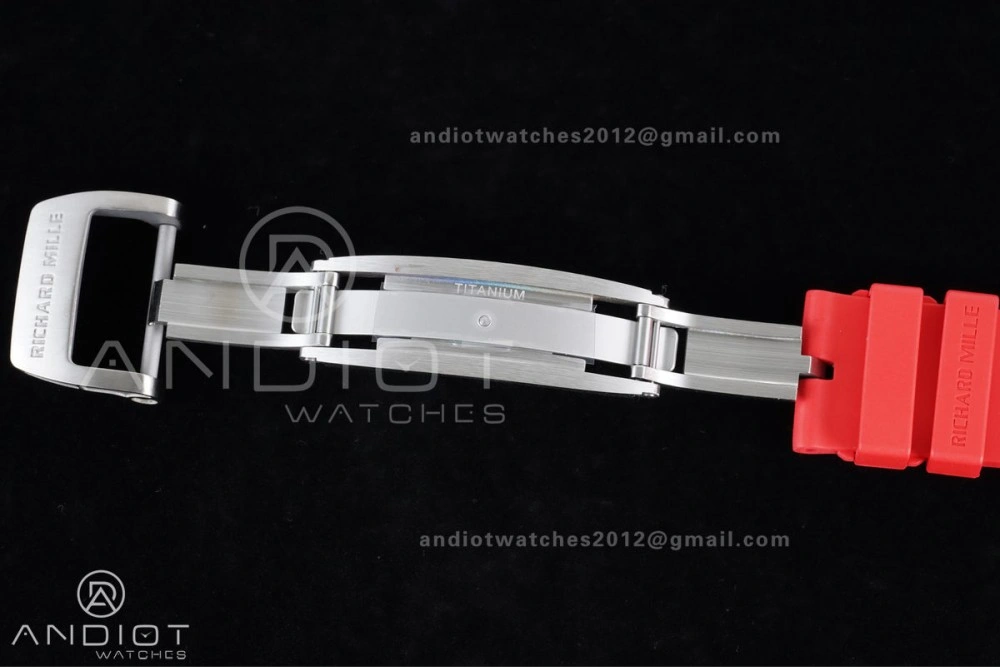 RM055 NTPT Ti APSF 1:1 Best Edition Black Inner Bezel Red Crown On Red Rubber Strap RMUL2 Super Clone