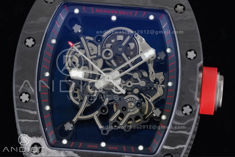 RM055 NTPT Ti APSF 1:1 Best Edition Black Inner Bezel Red Crown On Red Rubber Strap RMUL2 Super Clone