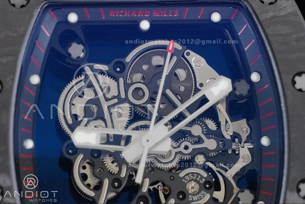 RM055 NTPT Ti APSF 1:1 Best Edition Black Inner Bezel Red Crown On Red Rubber Strap RMUL2 Super Clone