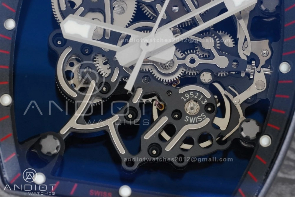 RM055 NTPT Ti APSF 1:1 Best Edition Black Inner Bezel Red Crown On Red Rubber Strap RMUL2 Super Clone