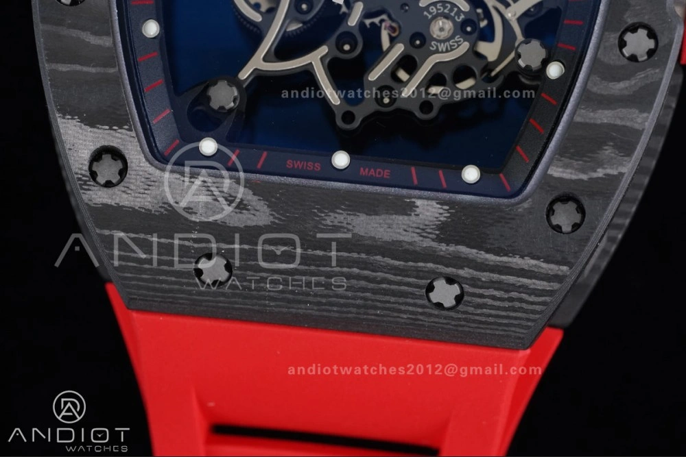 RM055 NTPT Ti APSF 1:1 Best Edition Black Inner Bezel Red Crown On Red Rubber Strap RMUL2 Super Clone