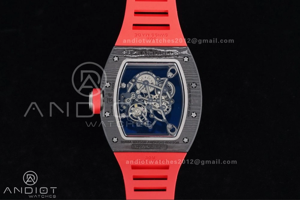 RM055 NTPT Ti APSF 1:1 Best Edition Black Inner Bezel Red Crown On Red Rubber Strap RMUL2 Super Clone