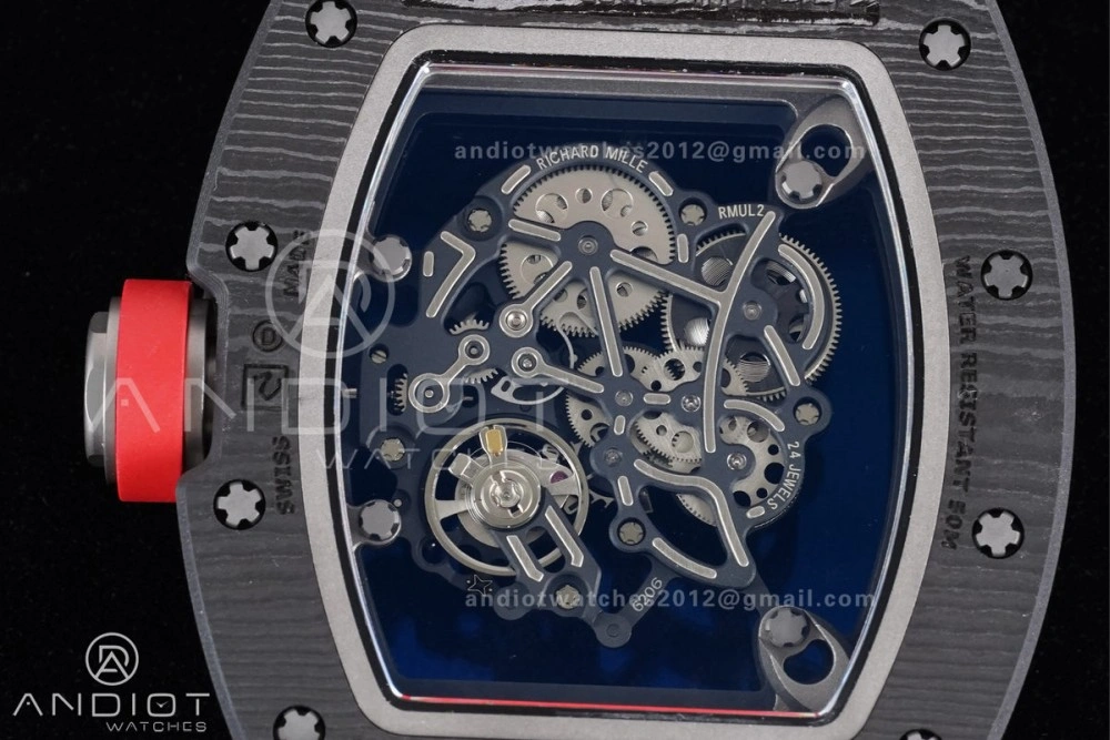 RM055 NTPT Ti APSF 1:1 Best Edition Black Inner Bezel Red Crown On Red Rubber Strap RMUL2 Super Clone