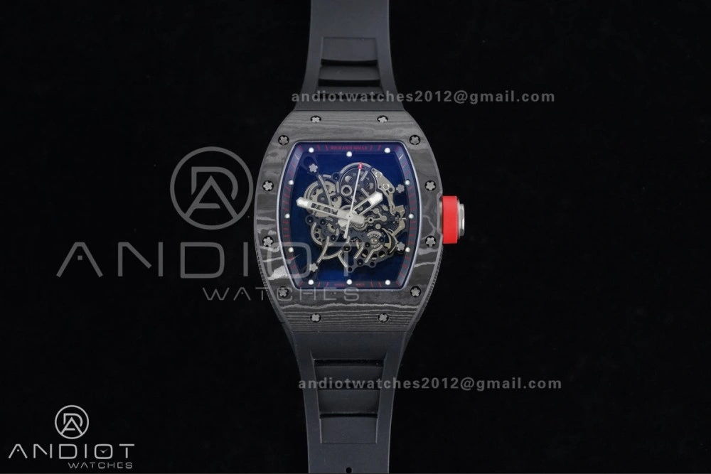 RM055 NTPT Ti APSF 1:1 Best Edition Black Inner Bezel Red Crown on Black Rubber Strap RMUL2 Super Clone