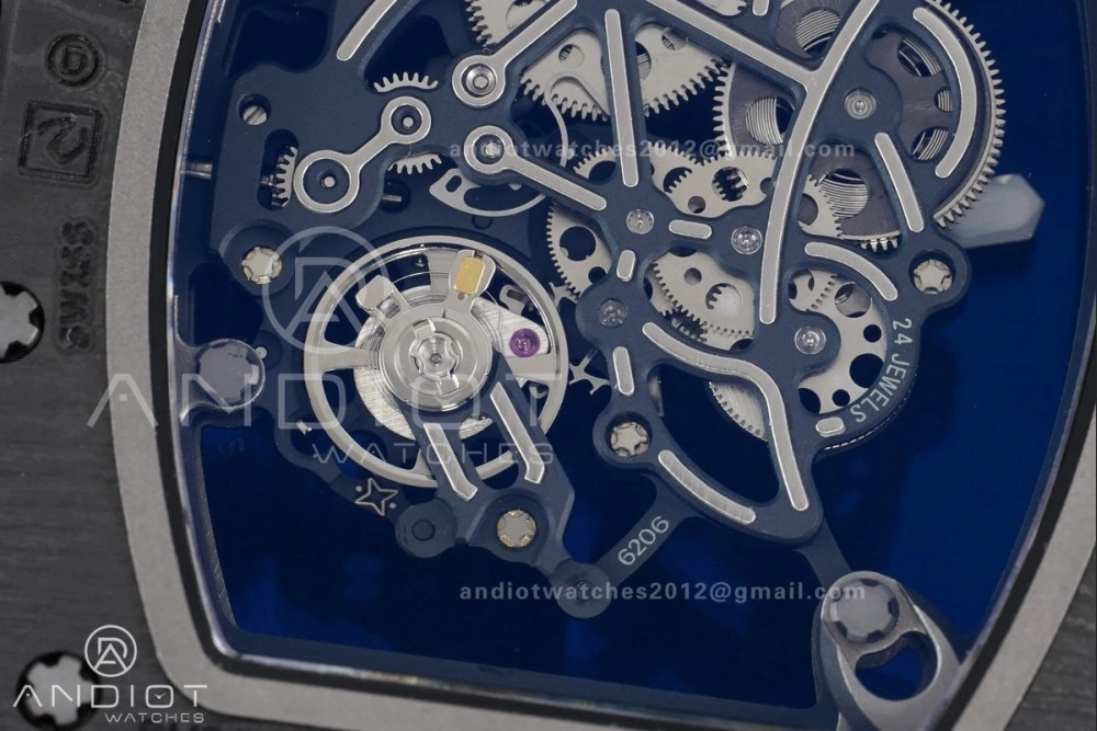 RM055 NTPT Ti APSF 1:1 Best Edition Black Inner Bezel Red Crown on Black Rubber Strap RMUL2 Super Clone