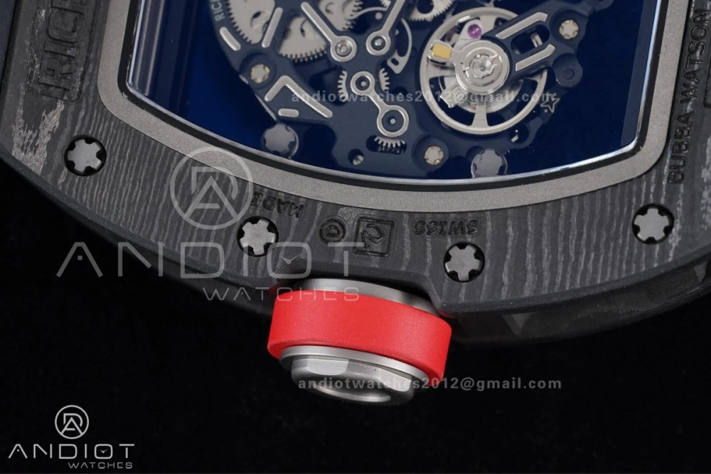 RM055 NTPT Ti APSF 1:1 Best Edition Black Inner Bezel Red Crown on Black Rubber Strap RMUL2 Super Clone