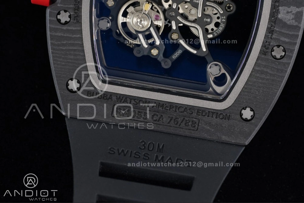 RM055 NTPT Ti APSF 1:1 Best Edition Black Inner Bezel Red Crown on Black Rubber Strap RMUL2 Super Clone