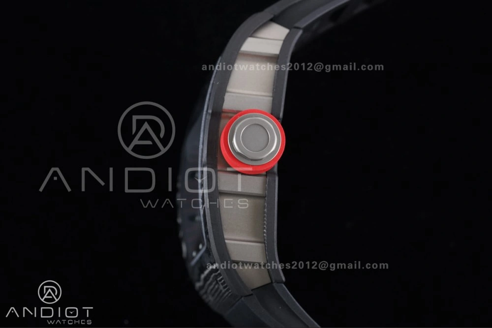 RM055 NTPT Ti APSF 1:1 Best Edition Black Inner Bezel Red Crown on Black Rubber Strap RMUL2 Super Clone