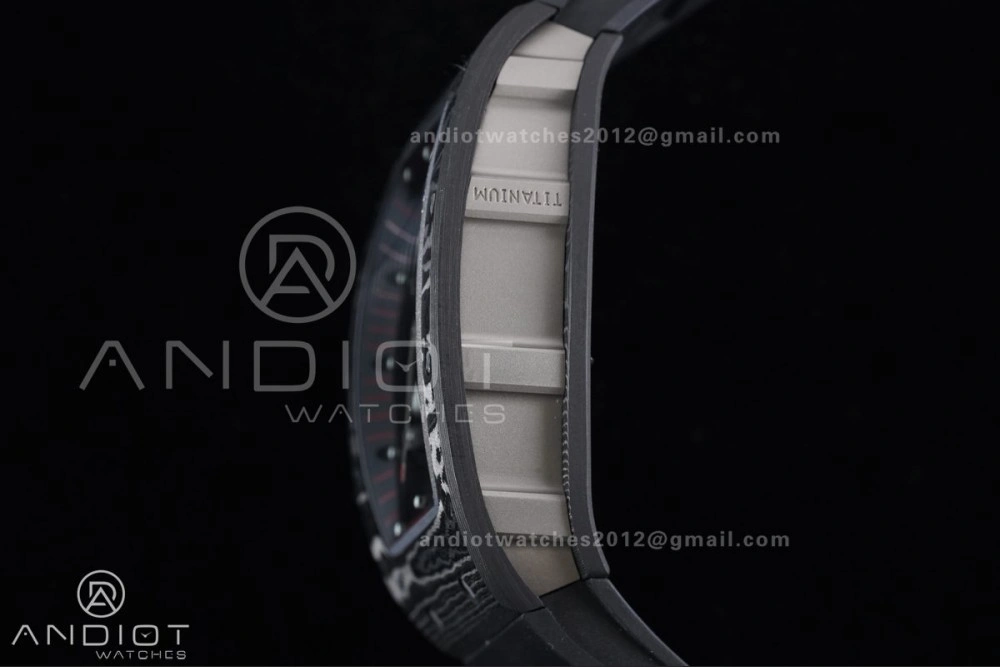 RM055 NTPT Ti APSF 1:1 Best Edition Black Inner Bezel Red Crown on Black Rubber Strap RMUL2 Super Clone