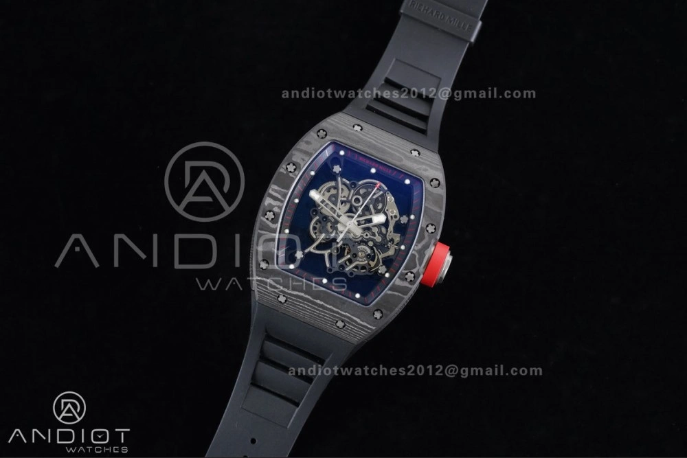 RM055 NTPT Ti APSF 1:1 Best Edition Black Inner Bezel Red Crown on Black Rubber Strap RMUL2 Super Clone