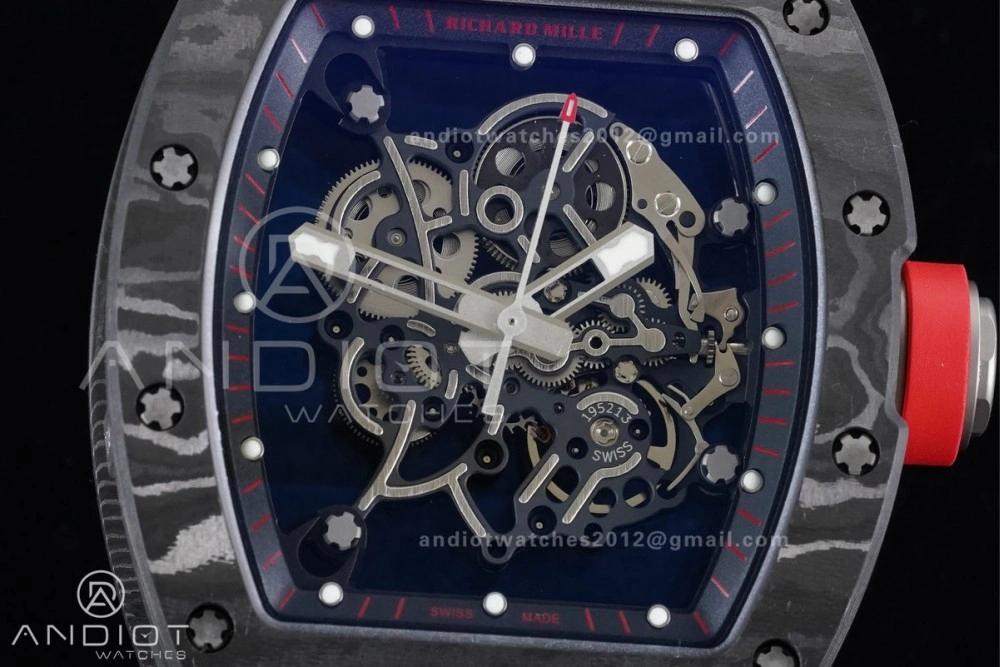 RM055 NTPT Ti APSF 1:1 Best Edition Black Inner Bezel Red Crown on Black Rubber Strap RMUL2 Super Clone