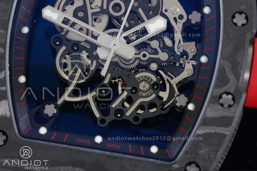 RM055 NTPT Ti APSF 1:1 Best Edition Black Inner Bezel Red Crown on Black Rubber Strap RMUL2 Super Clone