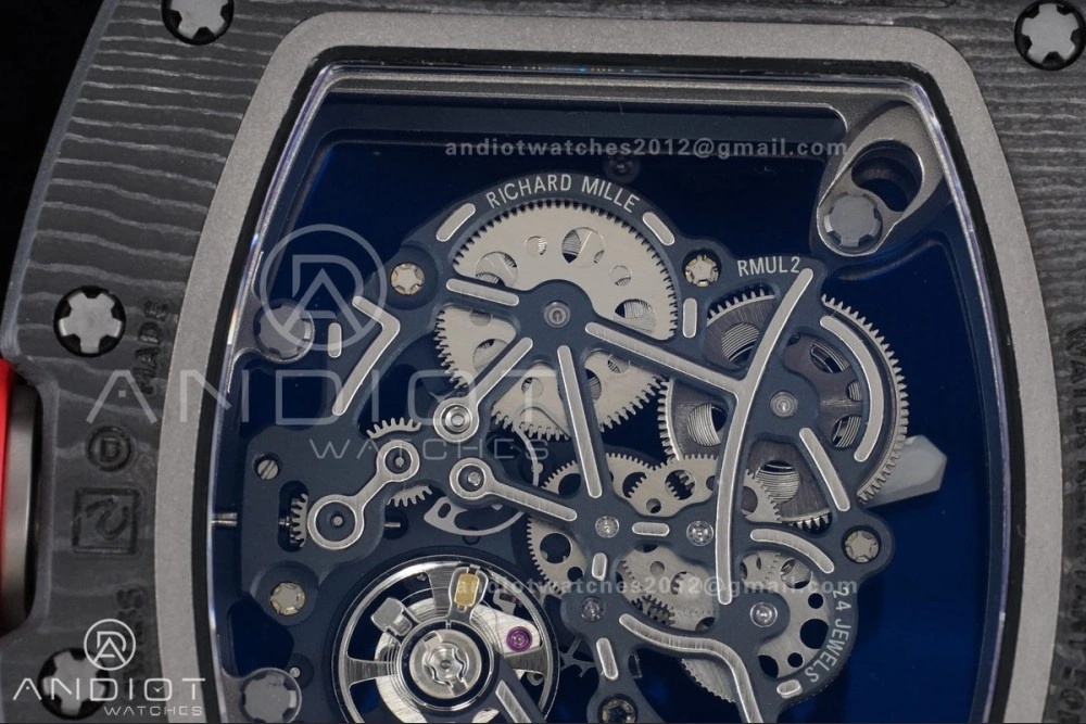 RM055 NTPT Ti APSF 1:1 Best Edition Black Inner Bezel Red Crown on Black Rubber Strap RMUL2 Super Clone