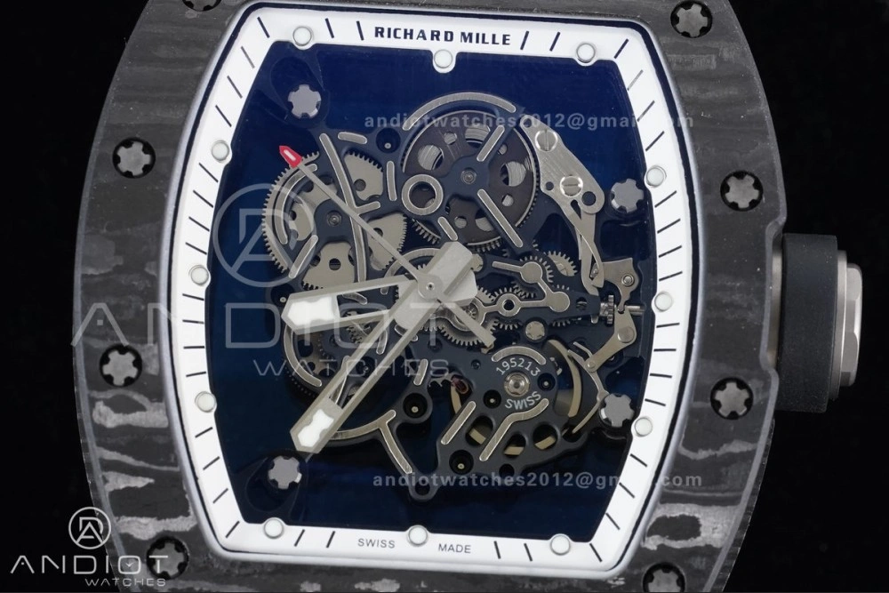 RM055 NTPT Ti APSF 1:1 Best Edition White Inner Bezel Black Crown on Rubber Strap RMUL2 Super Clone