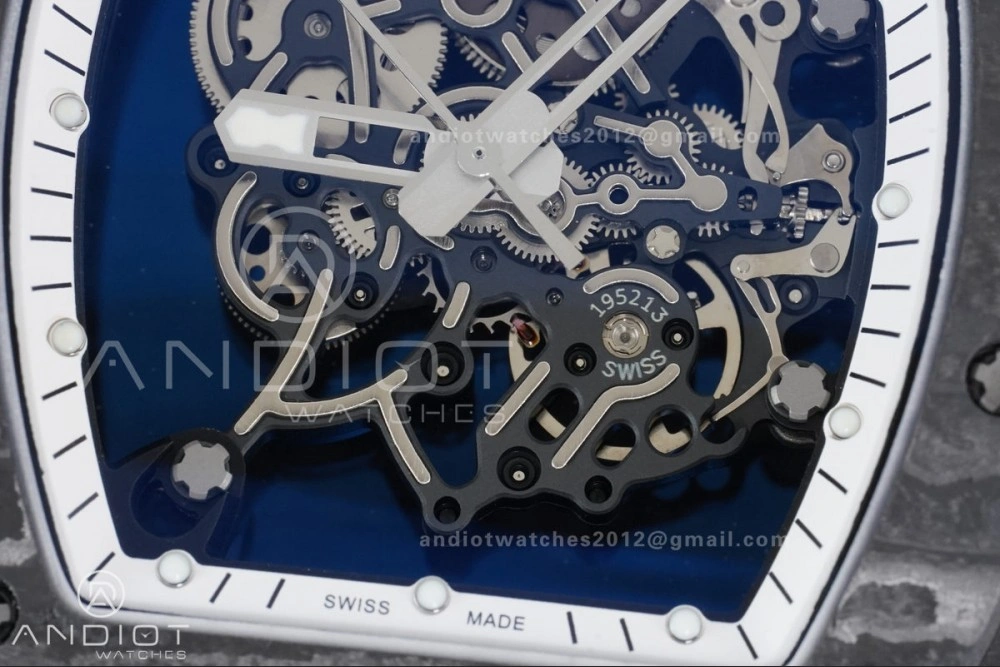 RM055 NTPT Ti APSF 1:1 Best Edition White Inner Bezel Black Crown on Rubber Strap RMUL2 Super Clone