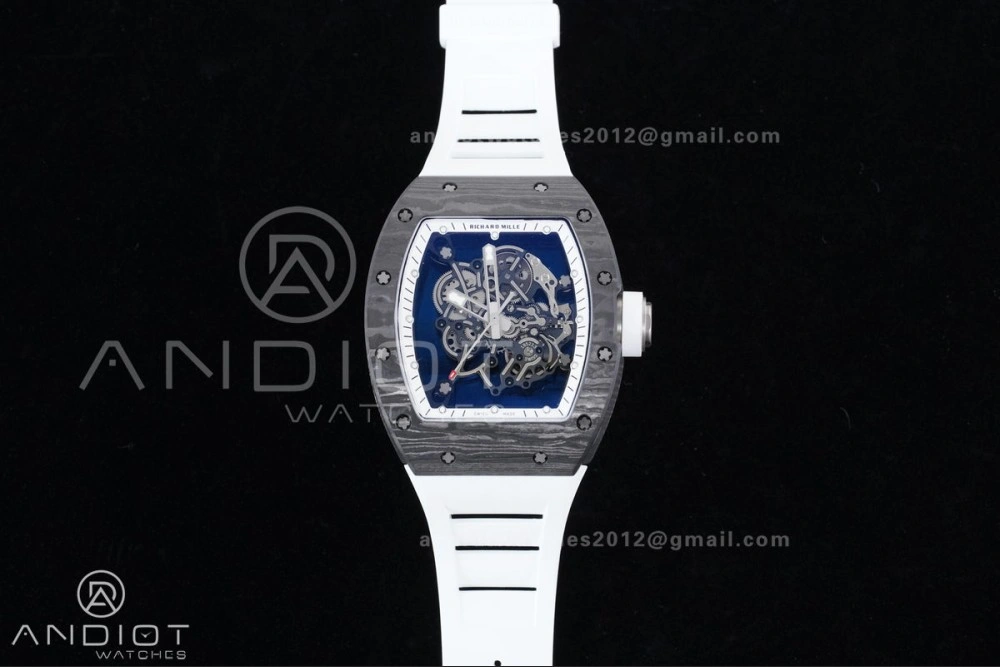 RM055 NTPT Ti APSF 1:1 Best Edition White Inner Bezel White Crown on Rubber Strap RMUL2 Super Clone