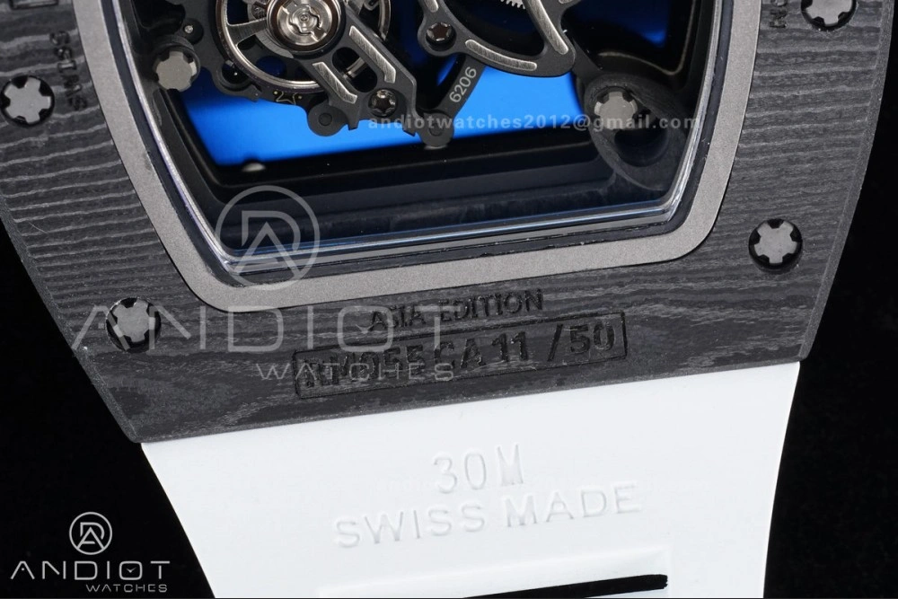 RM055 NTPT Ti APSF 1:1 Best Edition White Inner Bezel White Crown on Rubber Strap RMUL2 Super Clone