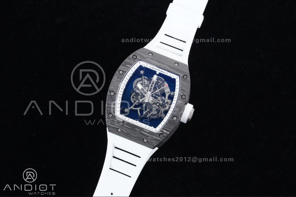 RM055 NTPT Ti APSF 1:1 Best Edition White Inner Bezel White Crown on Rubber Strap RMUL2 Super Clone