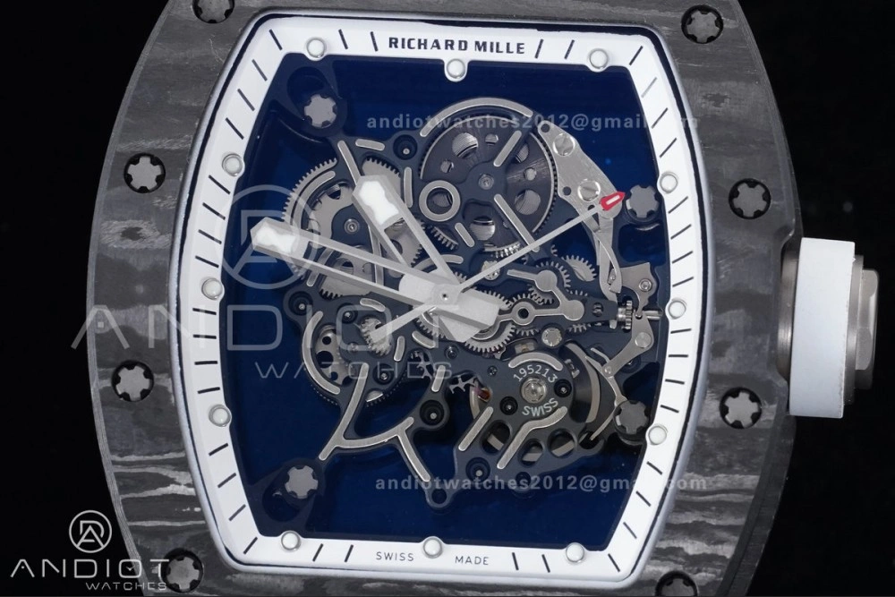 RM055 NTPT Ti APSF 1:1 Best Edition White Inner Bezel White Crown on Rubber Strap RMUL2 Super Clone