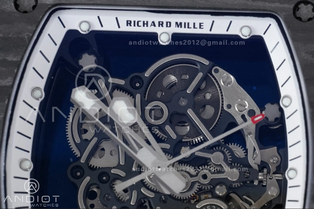 RM055 NTPT Ti APSF 1:1 Best Edition White Inner Bezel White Crown on Rubber Strap RMUL2 Super Clone