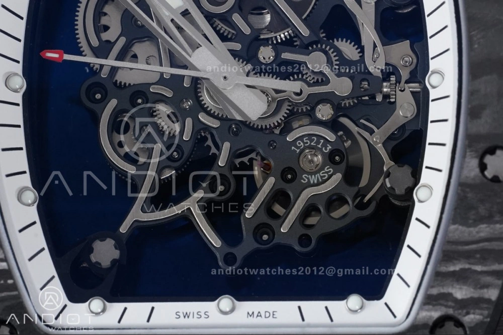 RM055 NTPT Ti APSF 1:1 Best Edition White Inner Bezel White Crown on Rubber Strap RMUL2 Super Clone