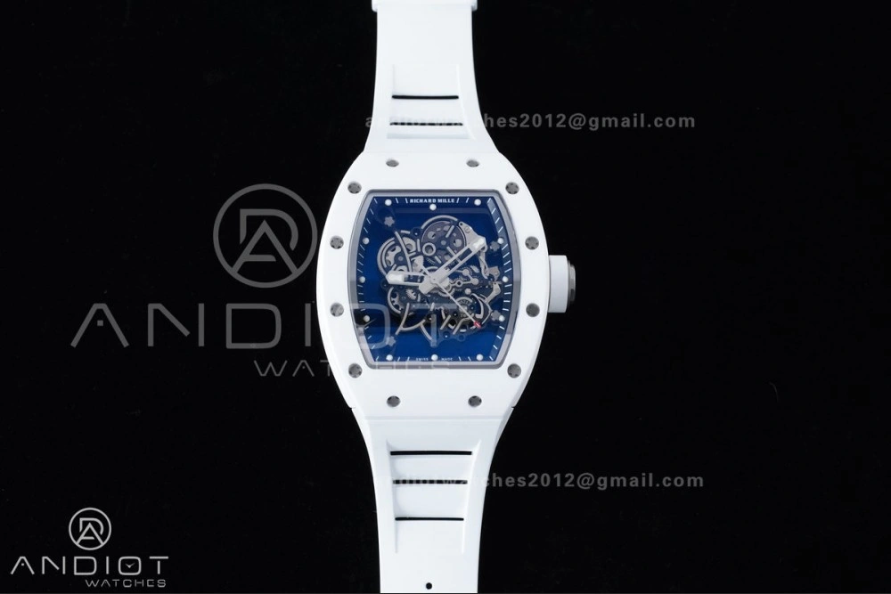 RM055 White Ceramic APSF 1:1 Best Edition on White Rubber Strap RMUL2 Super Clone