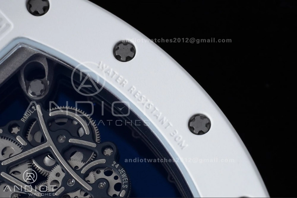 RM055 White Ceramic APSF 1:1 Best Edition on White Rubber Strap RMUL2 Super Clone