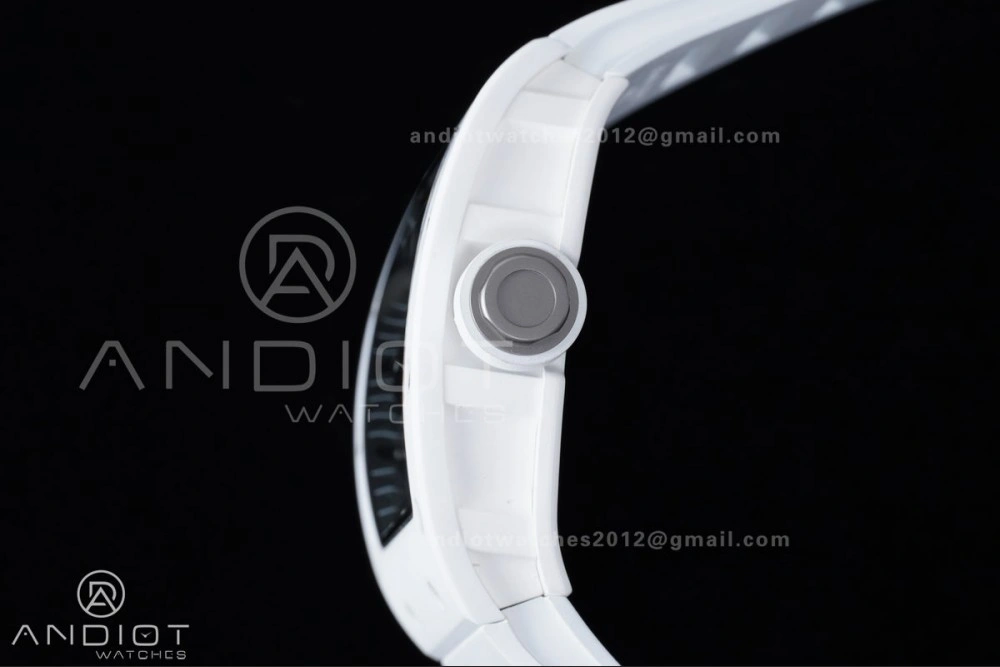 RM055 White Ceramic APSF 1:1 Best Edition on White Rubber Strap RMUL2 Super Clone