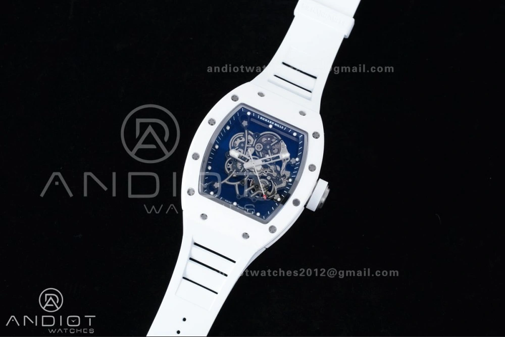 RM055 White Ceramic APSF 1:1 Best Edition on White Rubber Strap RMUL2 Super Clone