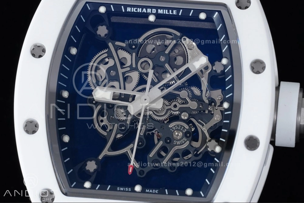 RM055 White Ceramic APSF 1:1 Best Edition on White Rubber Strap RMUL2 Super Clone
