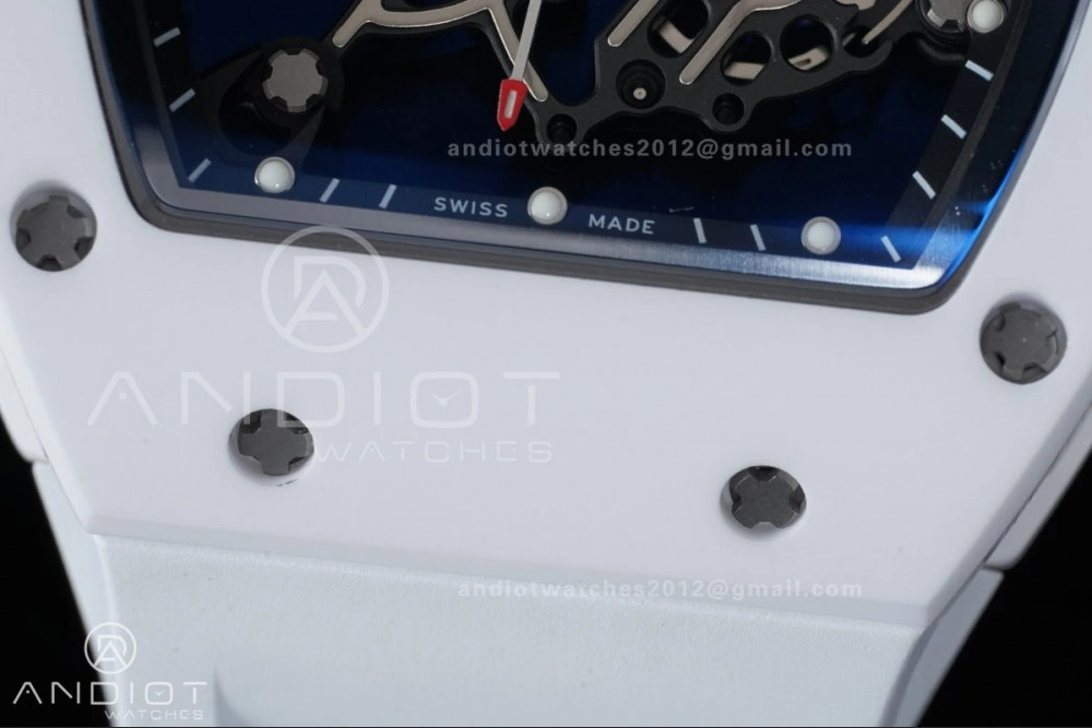 RM055 White Ceramic APSF 1:1 Best Edition on White Rubber Strap RMUL2 Super Clone