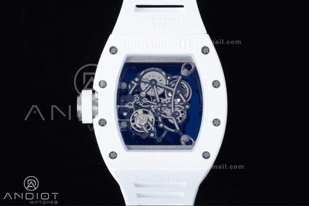 RM055 White Ceramic APSF 1:1 Best Edition on White Rubber Strap RMUL2 Super Clone