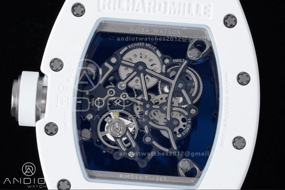 RM055 White Ceramic APSF 1:1 Best Edition on White Rubber Strap RMUL2 Super Clone