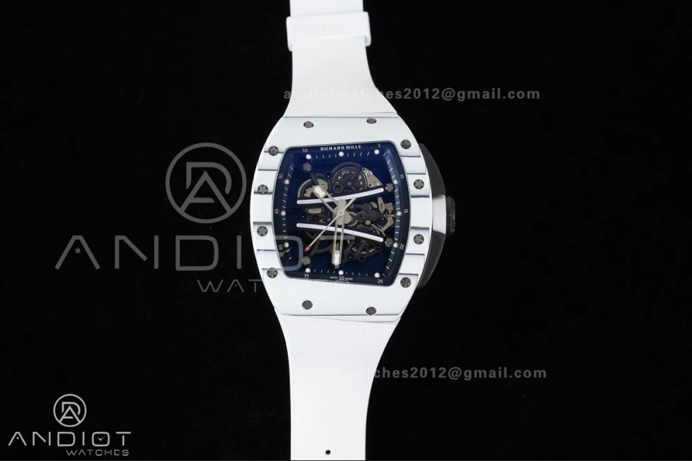 RM061 White Ceramic APSF 1:1 Best Edition on White Rubber Strap RMUL2 Super Clone