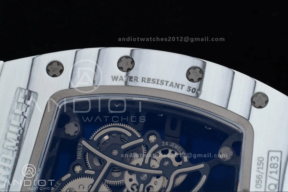 RM061 White Ceramic APSF 1:1 Best Edition on White Rubber Strap RMUL2 Super Clone