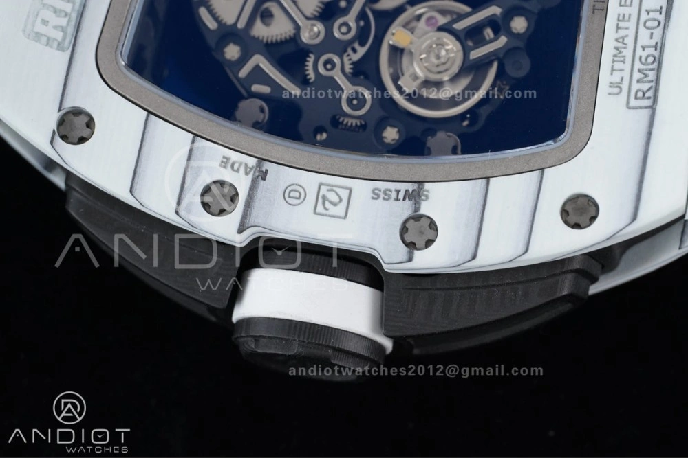 RM061 White Ceramic APSF 1:1 Best Edition on White Rubber Strap RMUL2 Super Clone