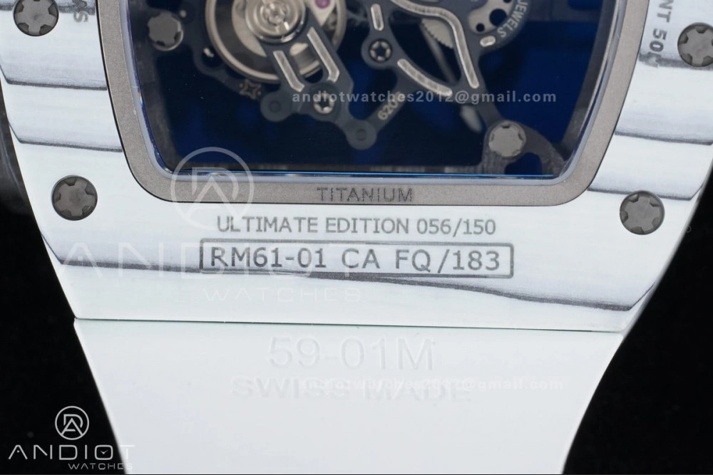 RM061 White Ceramic APSF 1:1 Best Edition on White Rubber Strap RMUL2 Super Clone